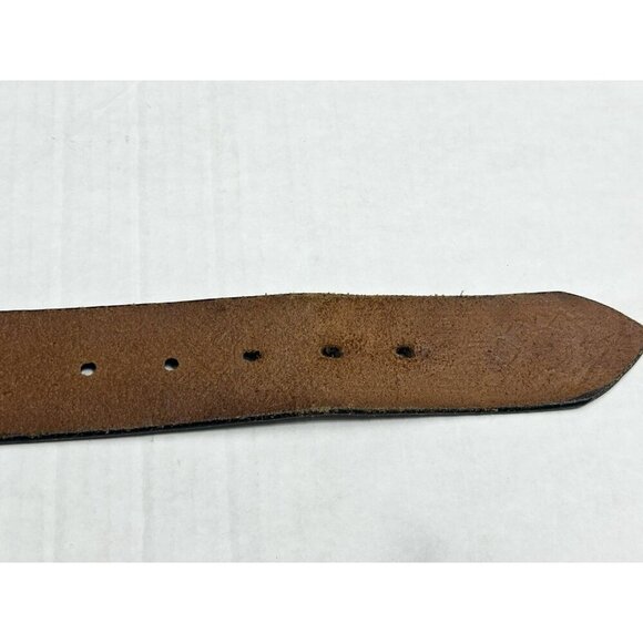 Western Saddle Leather Belt 32 Hand Painted Tooled Embossed Aztec Brass Buckle - Picture 9 of 14